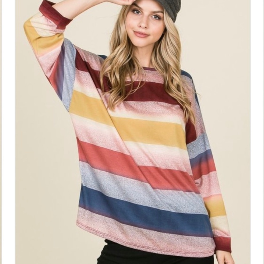 Bombom Striped Oversized Long Sleeve Tunic
